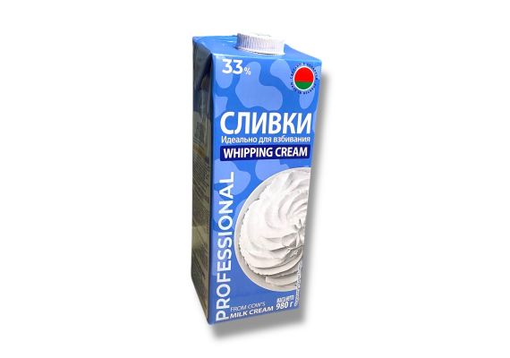 Сливки 33% стерилизованные 0,980л ТМ Молочный Мир (Беларусь)