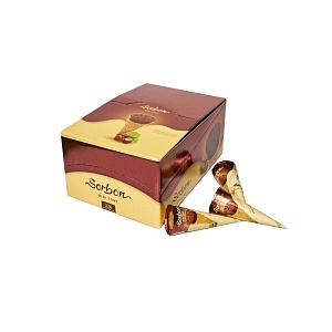 Конфеты Sorbon мини-рожки «Фундук и воздушные зерна», 24 рожка*20гр